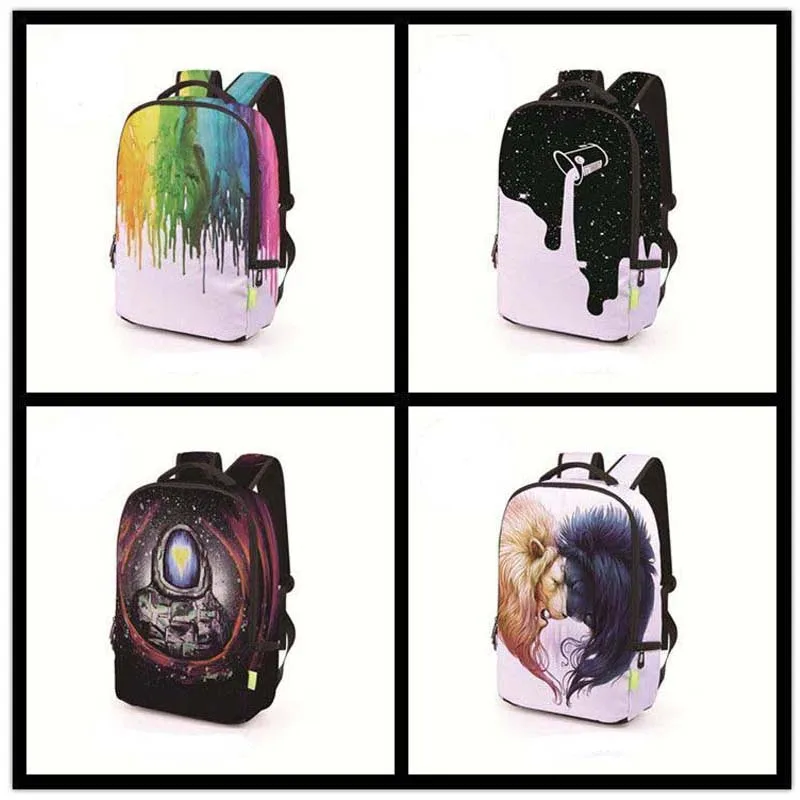 

2019 Men School Backpack for Boy and Girl Nylon Kids Creative Teenager Trend 3D Splash Ink Graffiti Colorful Eye Backpack
