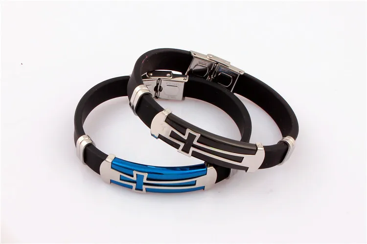 Personality retro simple section Cross men's bracelet Fashion tide silicone 1pcs | Украшения и аксессуары