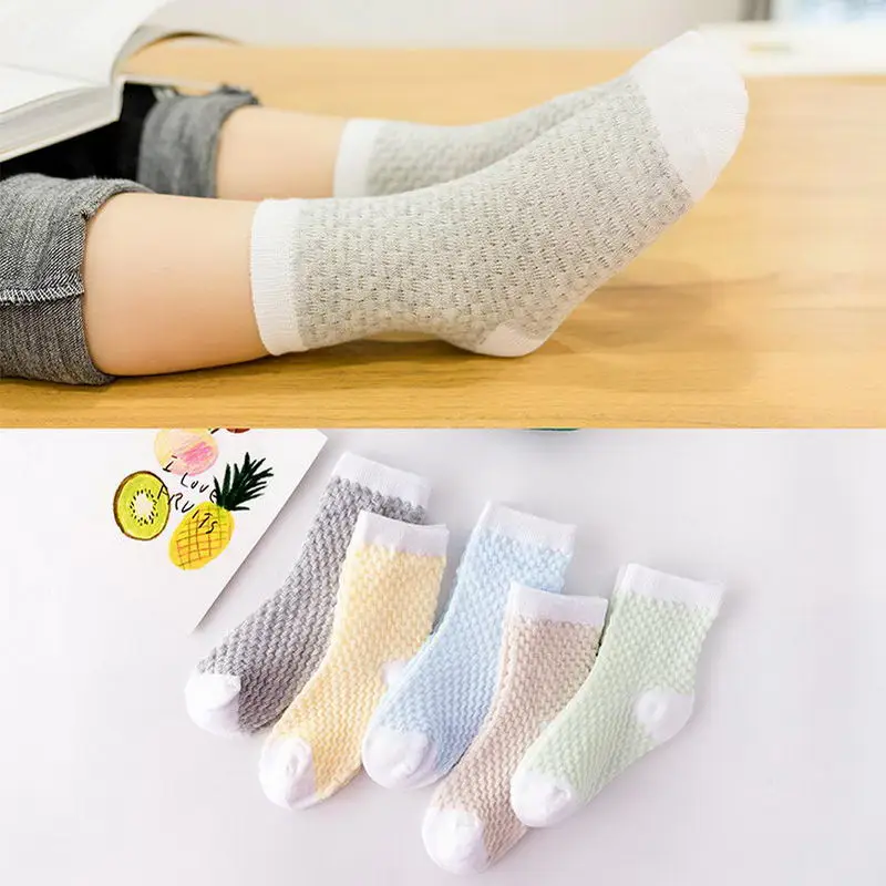 R 5 Pairs Children Boy Girls Cotton Socks Ankle Short Socks for Spring Summer YH-17 - Цвет: R