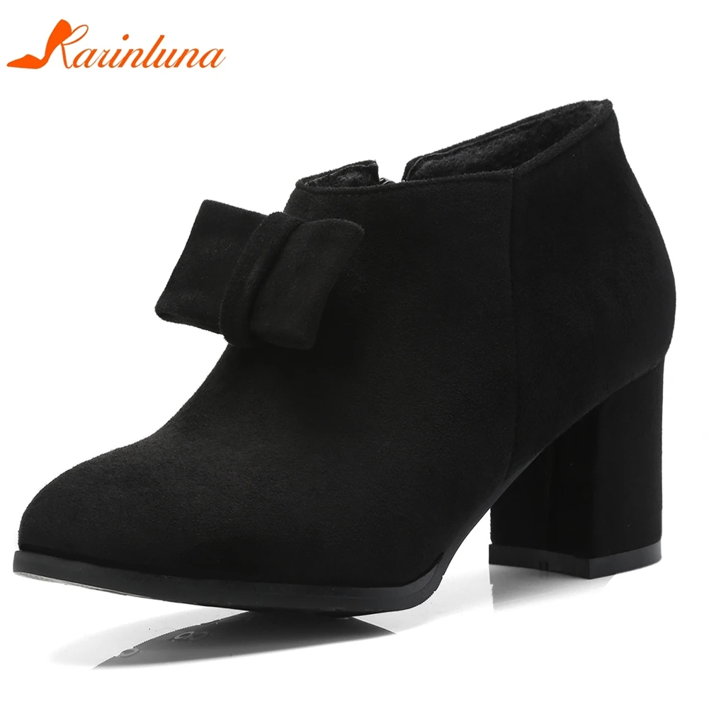 

Karinluna New Arrivals 2020 Flock Square Heels Concise Pumps Women Shoes Zip Up Spring/Autumn Office&Career Shoes Woman Pumps