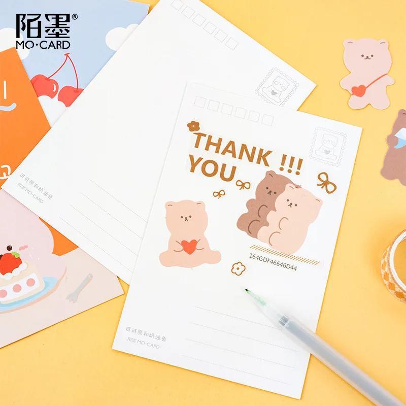 30 Sheets/Set Kawaii Coco Bear and Rabbit Animal Postcard/Greeting Card/Message Card/Birthday Letter Envelope Gift Card