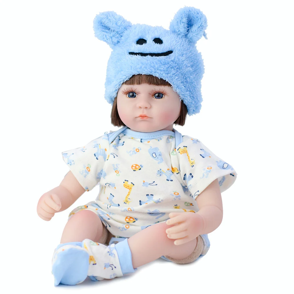 17 ''новорожденный силиконовый Menina Reborn Baby Doll Милая Кепка с пандой мультфильм Bebê день детей Подарки реалистичные мягкие куклы для детей - Цвет: 17 inch about 42 cm