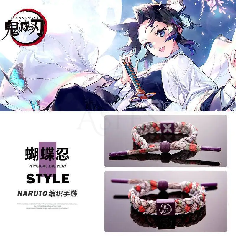 

Demon Slayer Kamado Anime Cosplay Bracelets Jewelry Accessories Gift Unisex Adjustable Braided Bracelet Tanjirou Kochou Shinobu