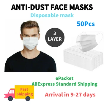 

50pc Disposable Anti Dust Face Mask 3 layers Non-woven Activated Filtermouth mask Mouth Mask Dust Filter Safety Mask