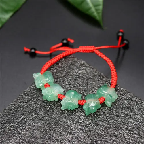 

Natural Green Jade Cute Pig Bracelet Fashion Beads Charm Jewellery Accessories Carved Luck Amulet Gifts for Women Her