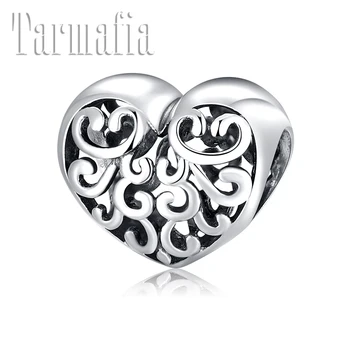 

New 925 Sterling Silver DIY classical hollow out heart shape fine Beads Women Fit Original Pandora Charm Bracelet Jewelry making