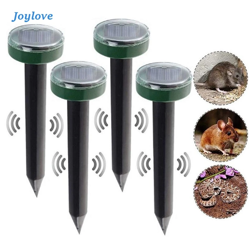 

JOYLOVE 2Pcs Mole Rat Repellent Solar Ultrasonic Repeller Spike Garden Pest Deterrent