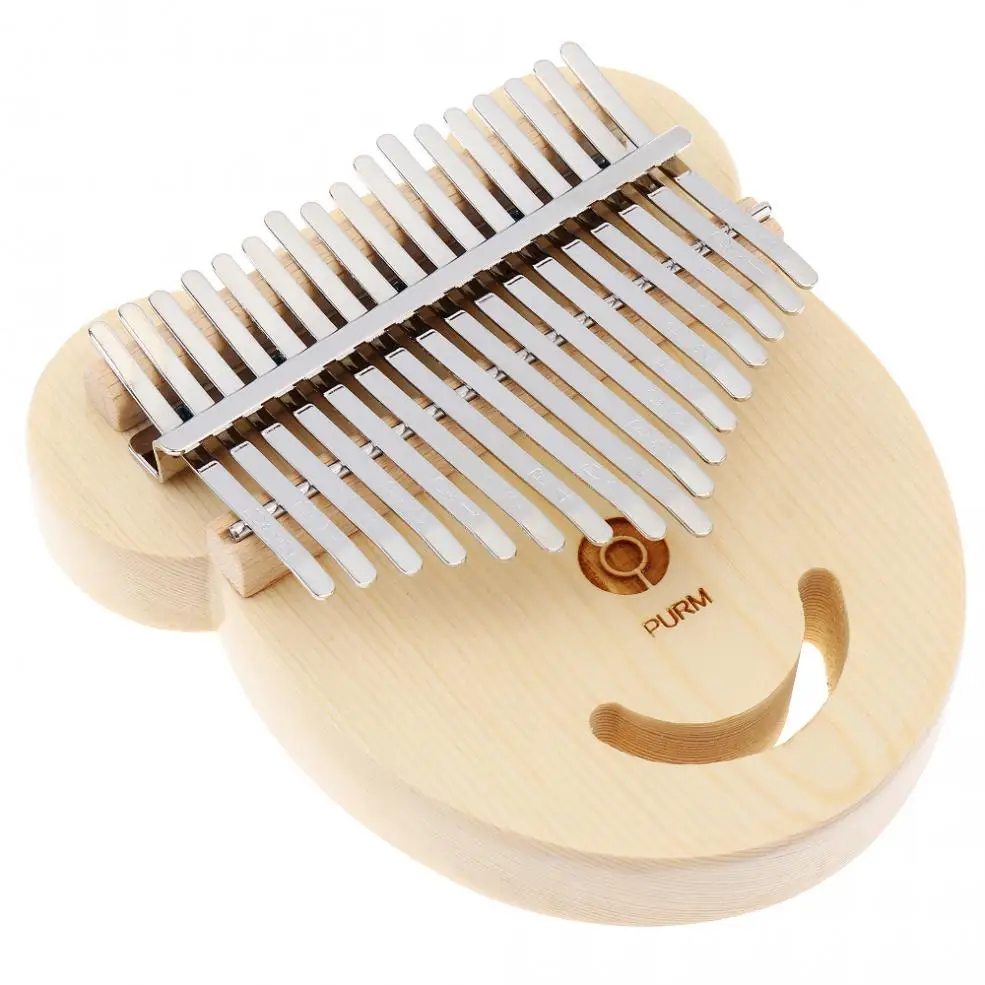 

17 Keys Spruce Bear Face Shape Thumb Piano Kalimba Mbira with Tuning Hammer