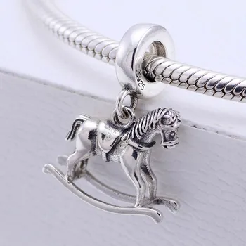

Original Vintage Cute Rocking Horse Pendant Beads Fit 925 Sterling Silver Bead Charm Bracelet Bangle DIY Jewelry