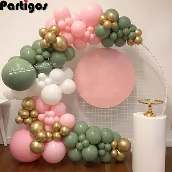 

124pcs Avocado Green Balloon Garland Arch Kit Macaron Pink Balloon Wedding Birthday Party New Year Decorations Baby Shower Decor