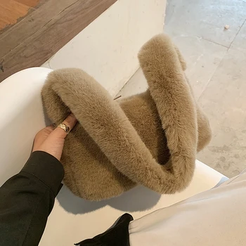 

Soft Faux Fur Small Shoulder Bags for Women 2020 Winter Branded Trend Handbags Women's Trending Designer Trending Small Hand Bag