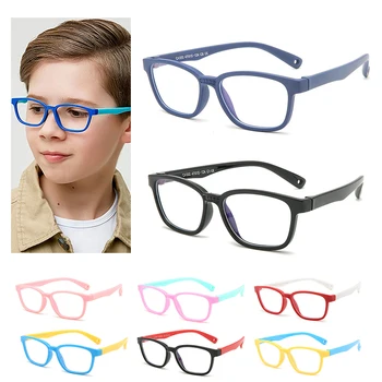 

Bendable Children Optical Glasses Flexible One-piece Safe Eyeglasses Plain Mirror Silicone Anti-blue Light Goggles Eyewear Frame