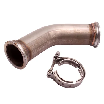 

Polished 45° Bend Pipe Tube Turbo Downpipe With 2.5" V Band Flanges Clamp
