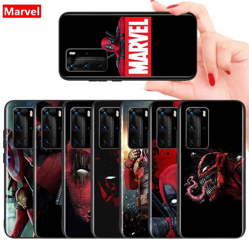 Marvel Avengers Super Hero Deadpool For Huawei Mate 10 20 X 5G 30 40 RS Porsche Lite P Smart S Z Pro Plus Soft Black Phone Case | Мобильные