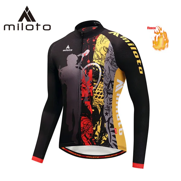 long jersey MILOTO зимние теплые флисовые мужские комплекты для горного велосипеда mallot ciclismo Длинные велосипедные штаны Одежда для езды на велосипеде - Цвет: long jersey