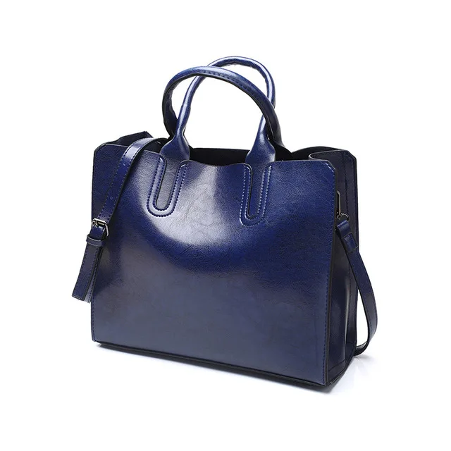 Кожаные сумки для женщин, большие сумки с верхней ручкой, женские ручные сумки, женская сумка-тоут, женская сумка на плечо, черная сумка-клатч, женская сумка - Цвет: blue