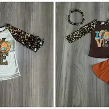 Осенне-зимняя детская одежда на День Благодарения для маленьких девочек, бутик, леопард, любовь, тыква, брюки, комплект одежды, подходящие аксессуары