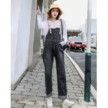 Летние новые женские джинсы, возраст, уменьшающие свободные дикие тонкие джинсы, нагрудник, широкие брюки, tide, сплошной цвет, Повседневная Длинная высокая талия, Женский нагрудник