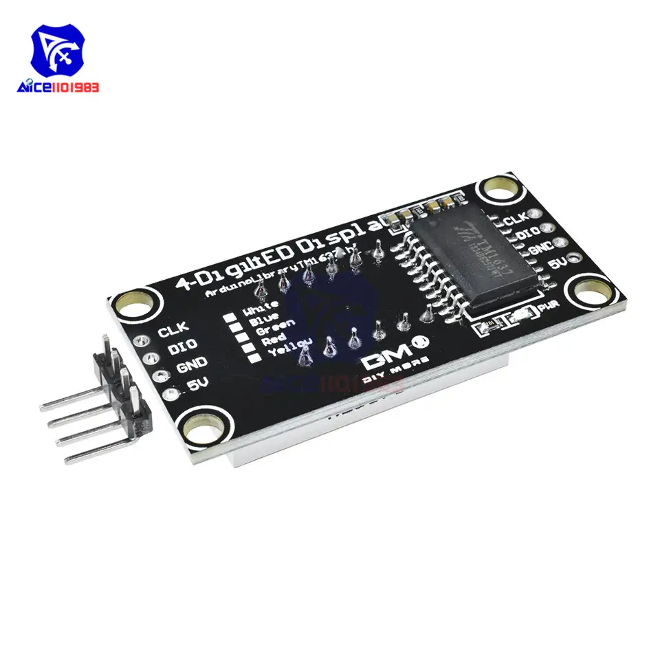 TM1637 0.36" 4 Bit LED Digital Tube Display 7 Segments Red Green Blue Yellow White LED Module Board with Pin for Arduino image 2