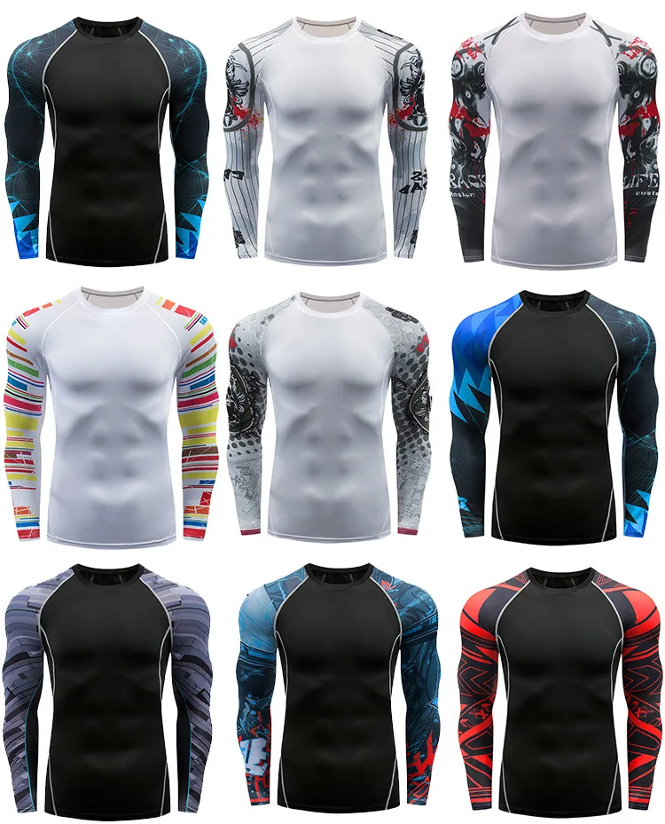 MMA Rashguard Long Sleeve T-shirt Men BJJ Muay Thai T-shirts Jiu Jitsu MMA Compression Shirts Sport Clothing Gym Boxing Jerseys sports apparel mens t shirt