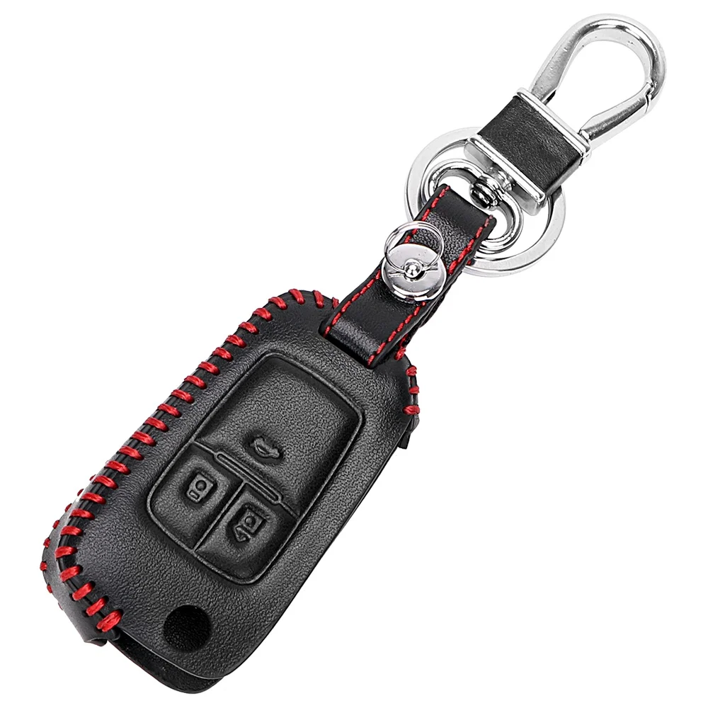 Three Buttons Для Шевроле-Зе-Тракс Aveo Lova Sail EPICA Captiva Malibu Volt/Opel MOKKA брелок автомобильный пульт дистанционного управления кожаный чехол для ключей - Название цвета: Three Buttons