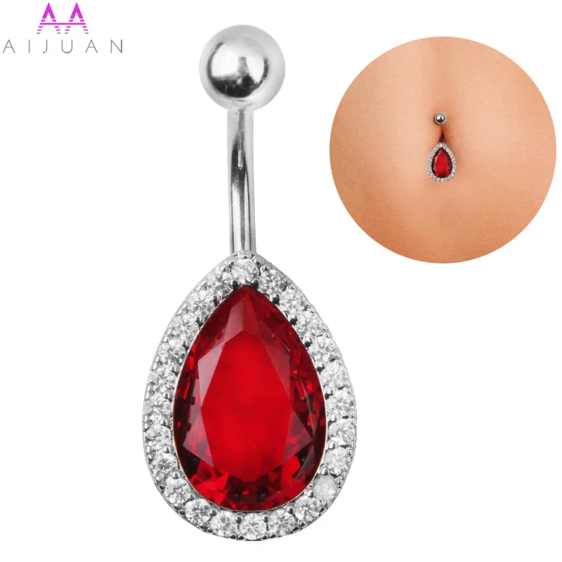 

Navel Belly Piercing Ombligo Nombril Button Rings Percing Piercings Pircing De Umbigo Ombelico Water Drop Zircon Anti Allergy