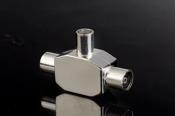 

1pc TV9.5 1 Male 2 Female TV Antenna Plug Tee Conversion Cable Joint Adapter for 9.5 interface Video Equipment Connector