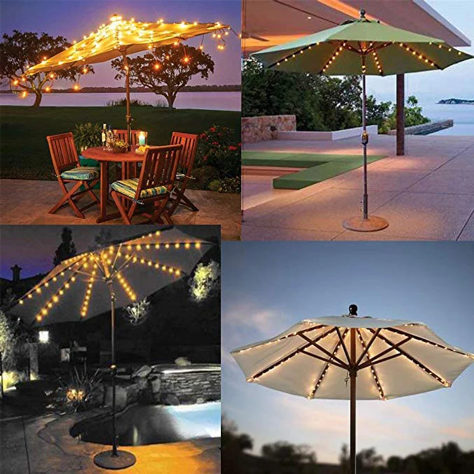 Upgraded Patio Umbrella Light Garden Parasol Lamp Ip67 Waterproof Led String Light Flexible Decor Ogrodowy Lighting Outdoor Lamp Aliexpress