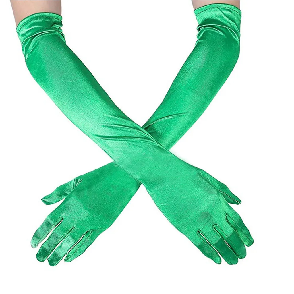 Green Женские зимние перчатки для взрослых, длинные перчатки, тонкие перчатки для косплея, Длинные Сексуальные вечерние перчатки для выступлений, перчатки для женщин - Цвет: Green