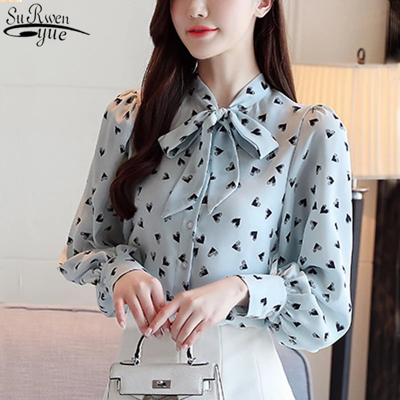 long sleeve print chiffon women blouse shirt Fashion women blouses 2020 blusas feminine blouses OL blouse women tops Z0001 40