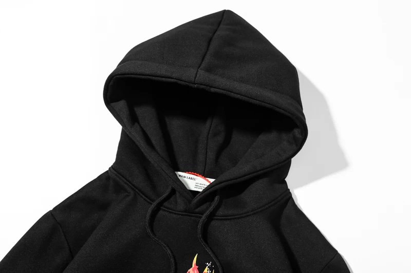 oblique stripe flame 19ss Off-White OW Men/Women autumn winter Cotton Fashion Casual loose Hoodie Sweatshirt Hooded jacket