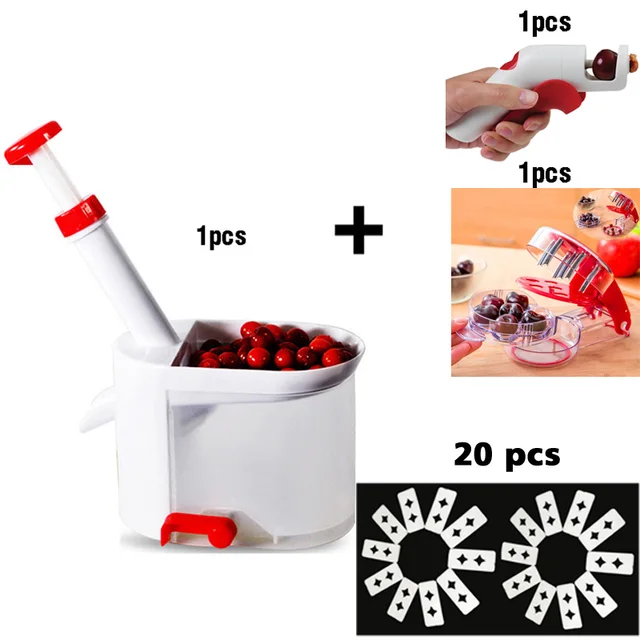 Cherry Corer With Container Kitchen Gadgets Tools Novelty Super Cherry Pitter Stone Corer Remover 10pcs Cherry Pitters Pad 1
