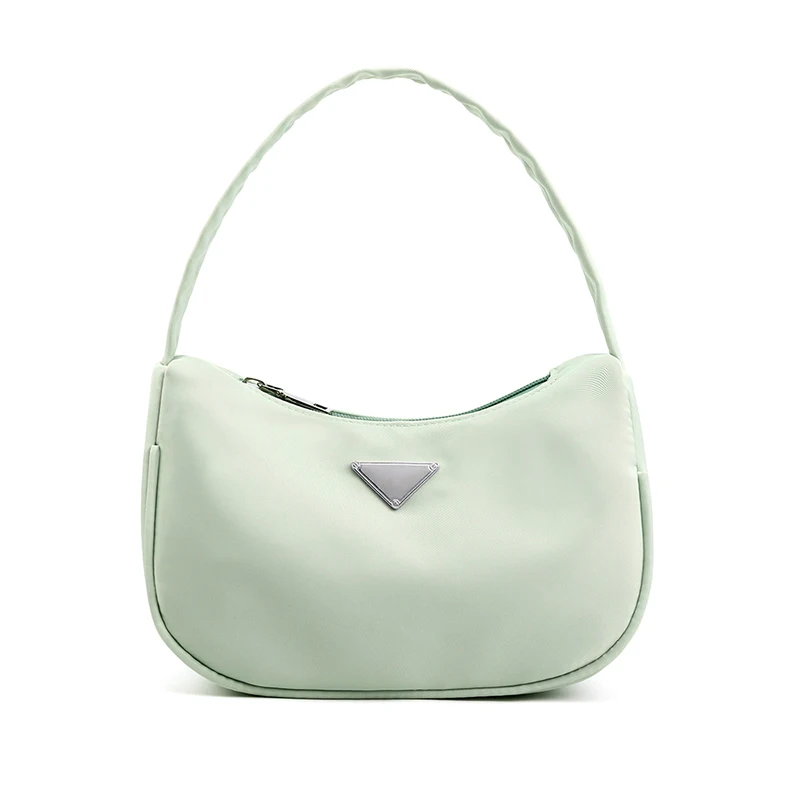 Ретро сумка-багет для женщин, трендовая винтажная нейлоновая сумка, женская маленькая субаксиллярная сумка, Повседневная Ретро Мини сумка через плечо - Цвет: Зеленый