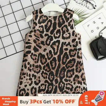 

Bear Leader Girls Dresses 2020 New Fashion Princess Clohting Lush Leaves Flower Pattern Sleeveless Girls Dresses For 3-8 Years