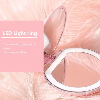

2020 fafafaLuminous Mini Portable LED USB Charging Make-up Mirror With Lamp Make-up Girl Carry Round Small Mirror2020 fafafa