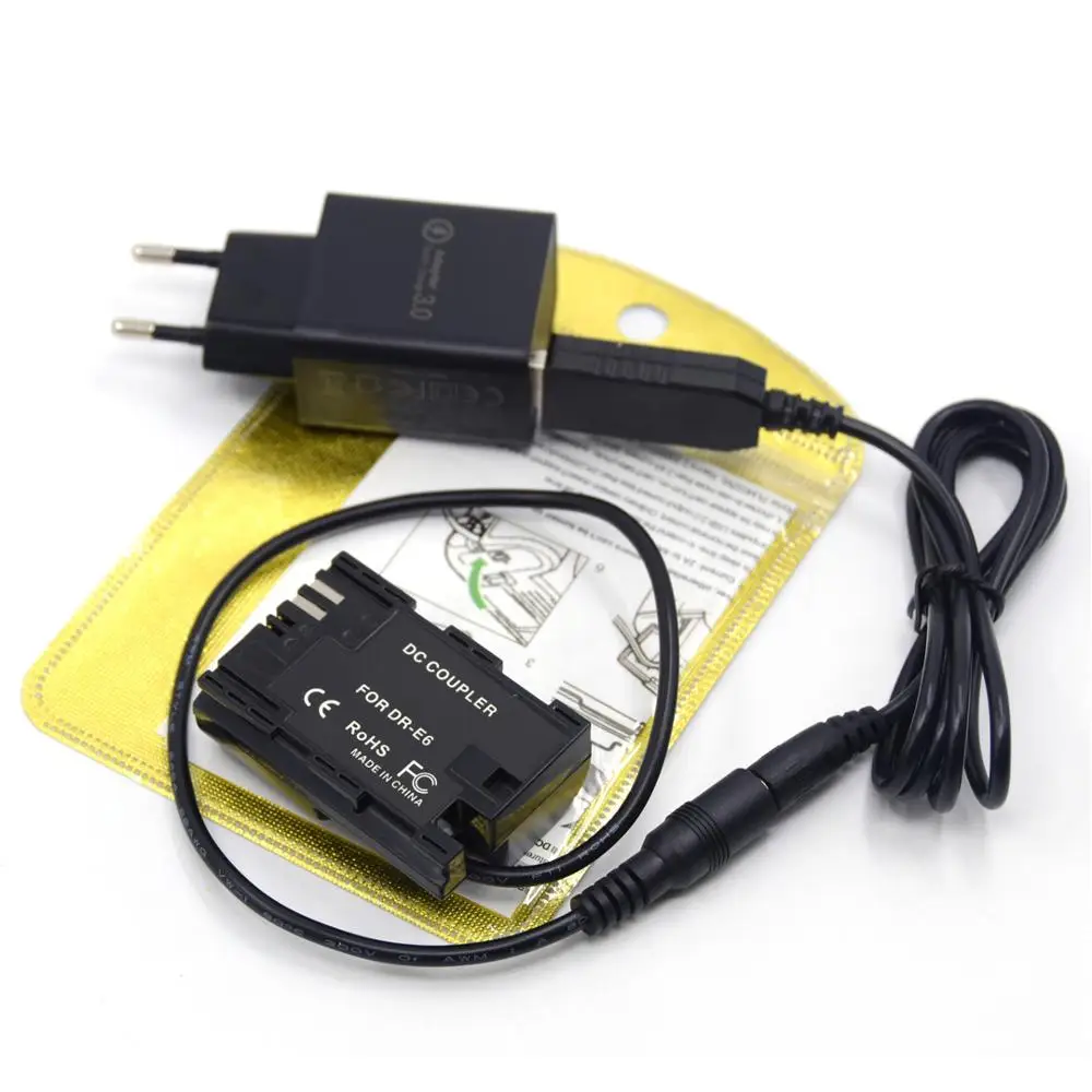 8 в usb кабель+ DR-E6 LP-E6 полный декодирование dc муфта батарея+ 5V3A зарядное устройство для Canon EOS 60Da 70D 80D 5DS R 5D Mark IV III 5D4 5D3 5D2