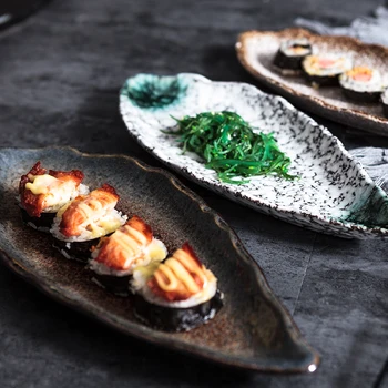 

Ceramic plate, western tableware, household dinner plate Sushi fish plate, porcelain plate, food plate of antique design