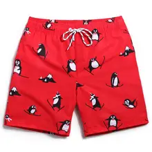 Красный Пингвин печатных плюс размер купальники мужчины Быстрый сухой Купальник Плавание Серфинг Широкие пляжные шорты купальный костюм мужские плавки-трусы лето