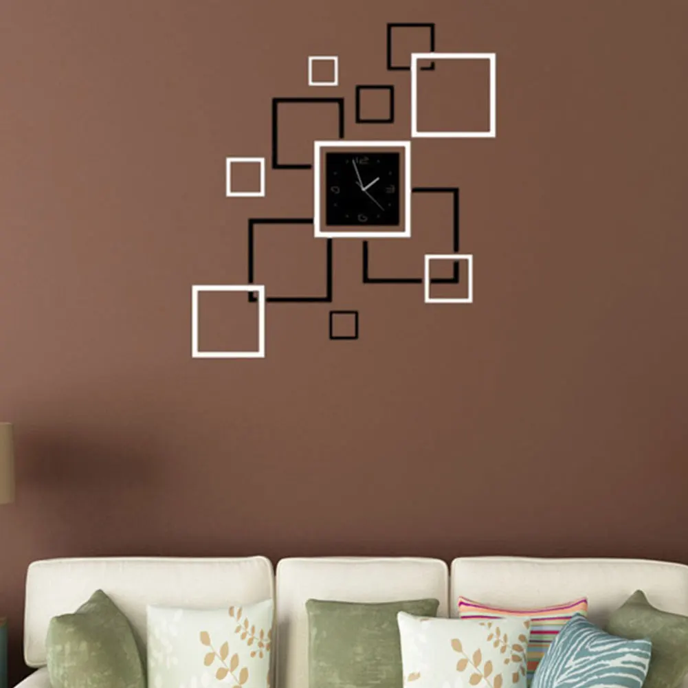 Гостиная Murale Прямоугольная форма часы украшения дома искусство прочный DIY настенный Спальня наклейка 3D зеркальная поверхность