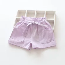 Летние детские повседневные шорты Мягкий хлопок пляжные брюки для маленьких девочек Однотонная одежда Короткие штаны детская одежда для девочек