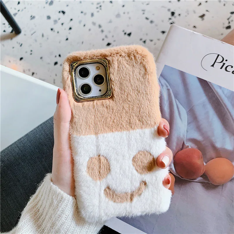 GlamPhone чехол плюшевый смайлик чехол для телефона для iPhone11Pro/Max X XS Max XR Мягкий силиконовый чехол для iPhone11 7 8 6 6s Plus чехол