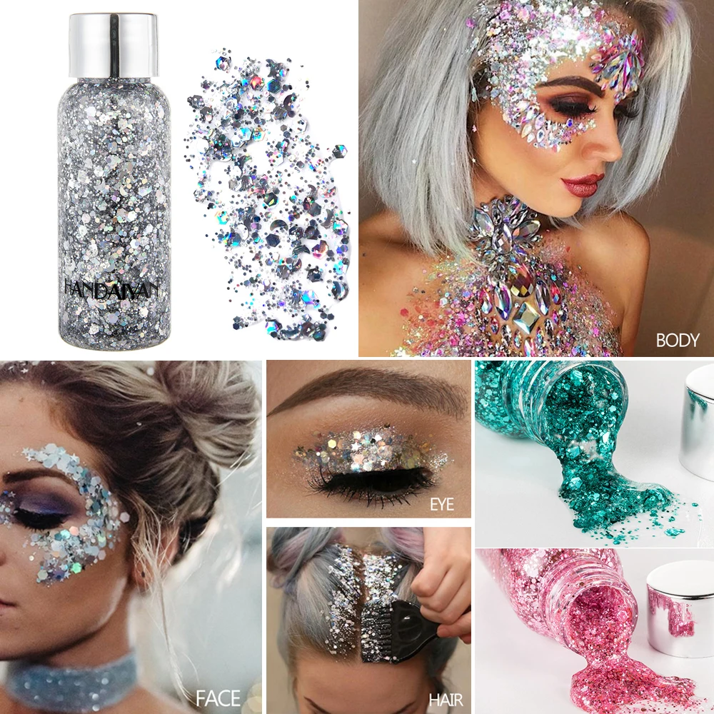 

Glitter Eyeshadow Body Face Flash Heart Star Sequins Hair Nail Lip Makeup Glitter Gel Easy to Color Beauty Festival Party Hot