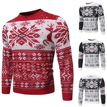 

Warm Wool Coats Knitwears Men Elk Christmas Pullovers Casual Men Autumn Winter Wool Sweaters O-neck Long Sleeve Knitted Sweaters
