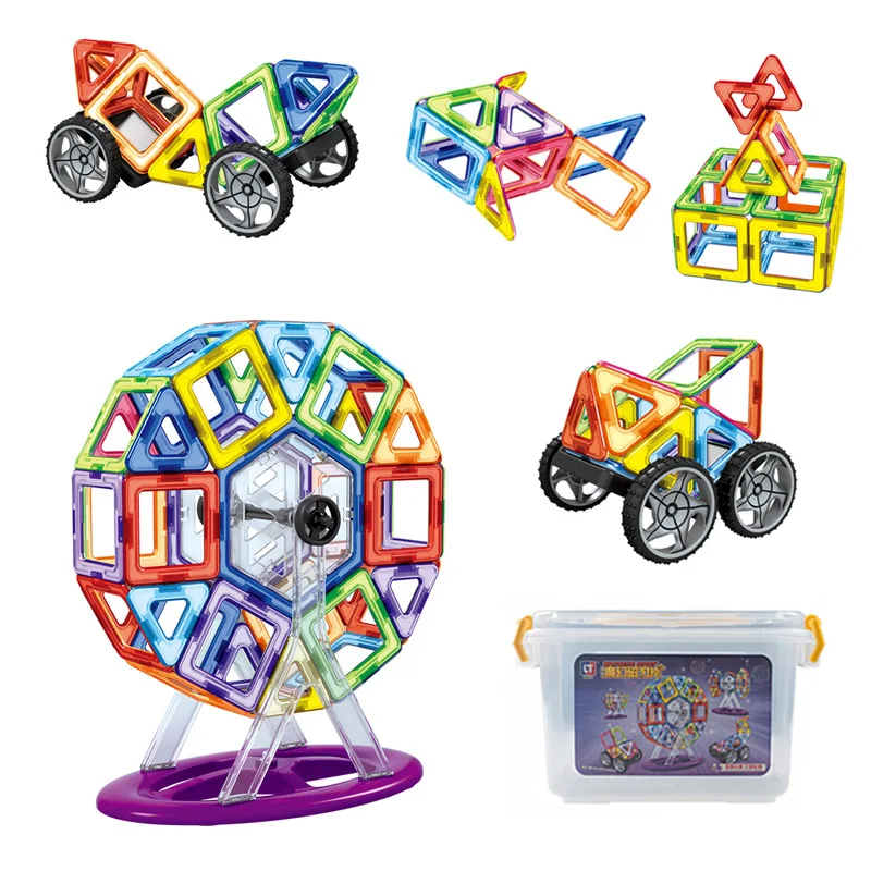 

Magnetic Sheet Ferris Wheel 90 PCs Set Magnetic Building Block Flexible Pulling Assembled Construction 3D Building Blocks DIY To