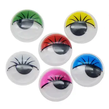 

50pcs Colorful Moving Eyelash Eyeball Plastic Eyewinker Cabochons Scrapbook with Adhesive Sticker Children Doll Toy DIY Findings