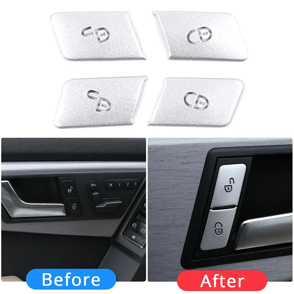 

4Pcs Car Styling Door Unlock Button Sequins Decoration Covers Stickers Trim for Mercedes Benz C E Class W204 W212 Auto Accessory