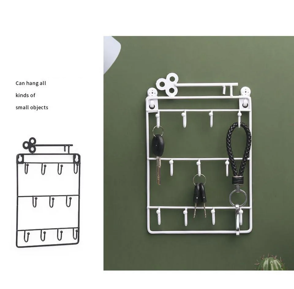 Скандинавский Настенный декор, железная рама, подвесной стеллаж для хранения ключей, крючки для дома, настенные декоративные стойки, вешалка, полка, настенные держатели, Домашний Органайзер