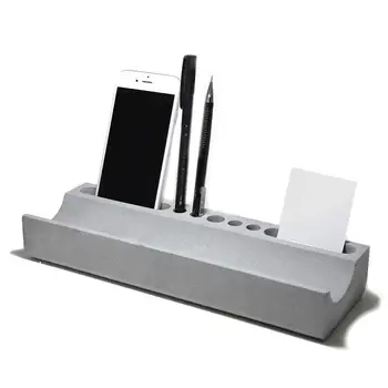 

Concrete Pen Card Holder Phone Bracket Cement Clay Mold Storage Rack Desk Decor