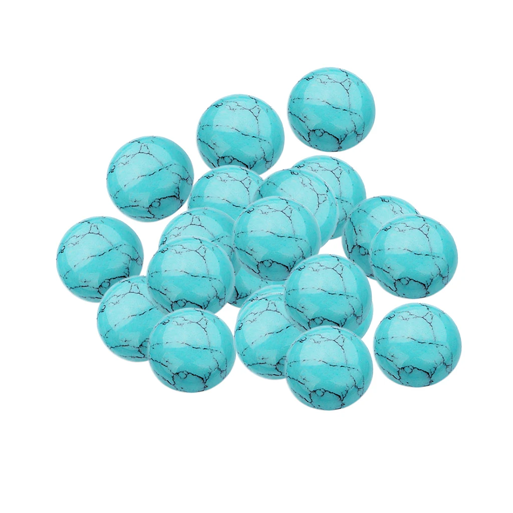 20pcs Natural Blue Turquoise Domed Cabochons 8mm Fit Jewelry Making Settings