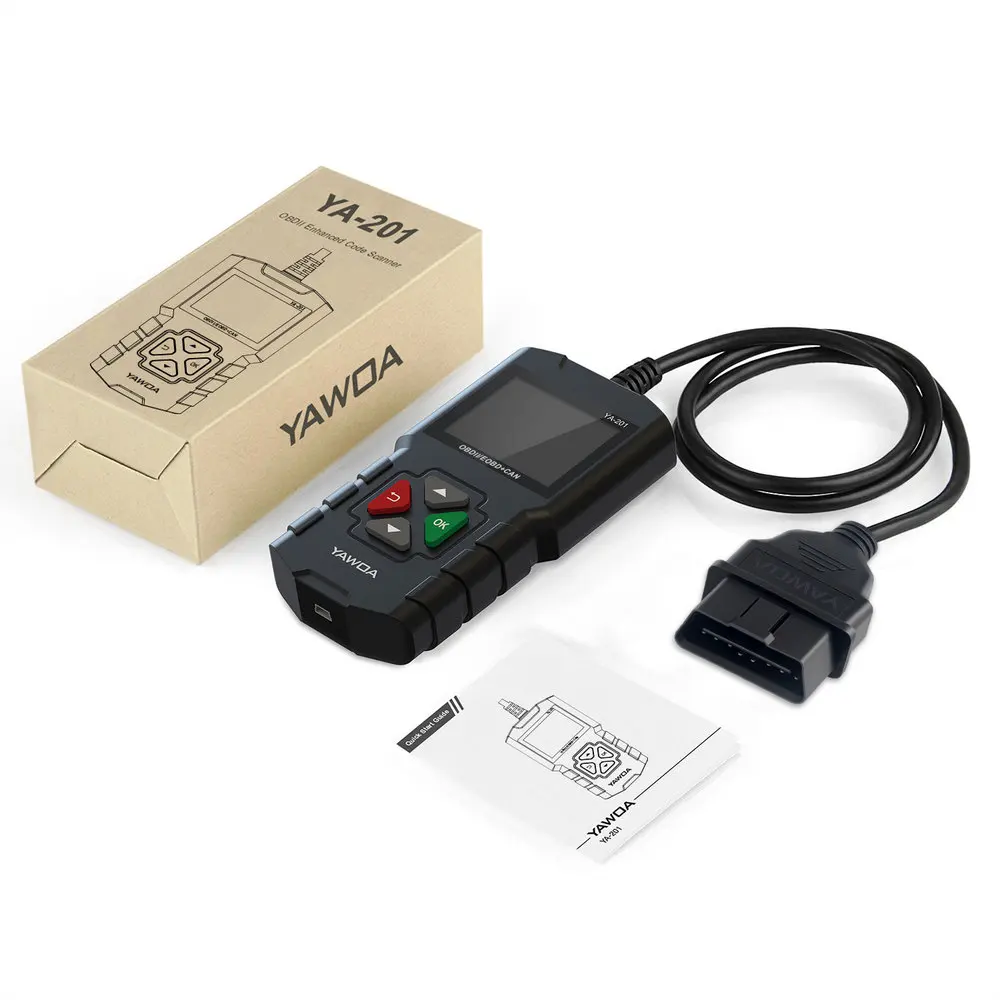 YAWOA YA201 считыватель кодов OBD2 EOBD автомобильный диагностический инструмент Многоязычный мульти-ЭБУ тестирование батареи USB обновление Авто адаптер